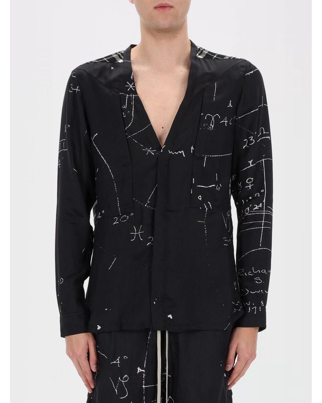 Rick Owens Black Printed Cotton Blend Shirt for men
