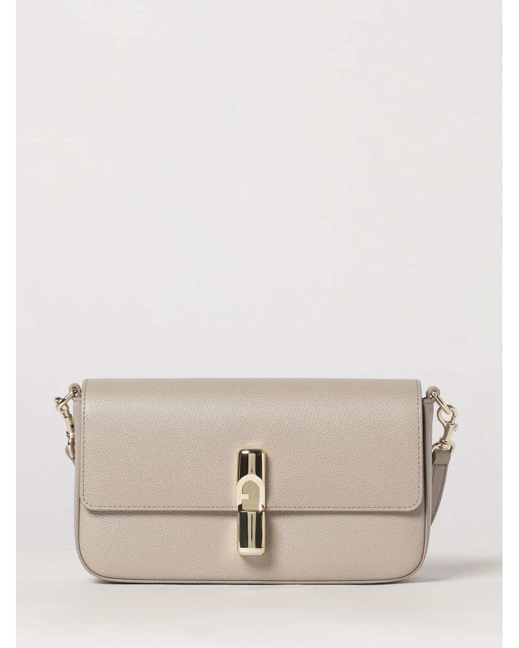 Furla Natural Iride Leather Crossbody Bag By With Flap Closure