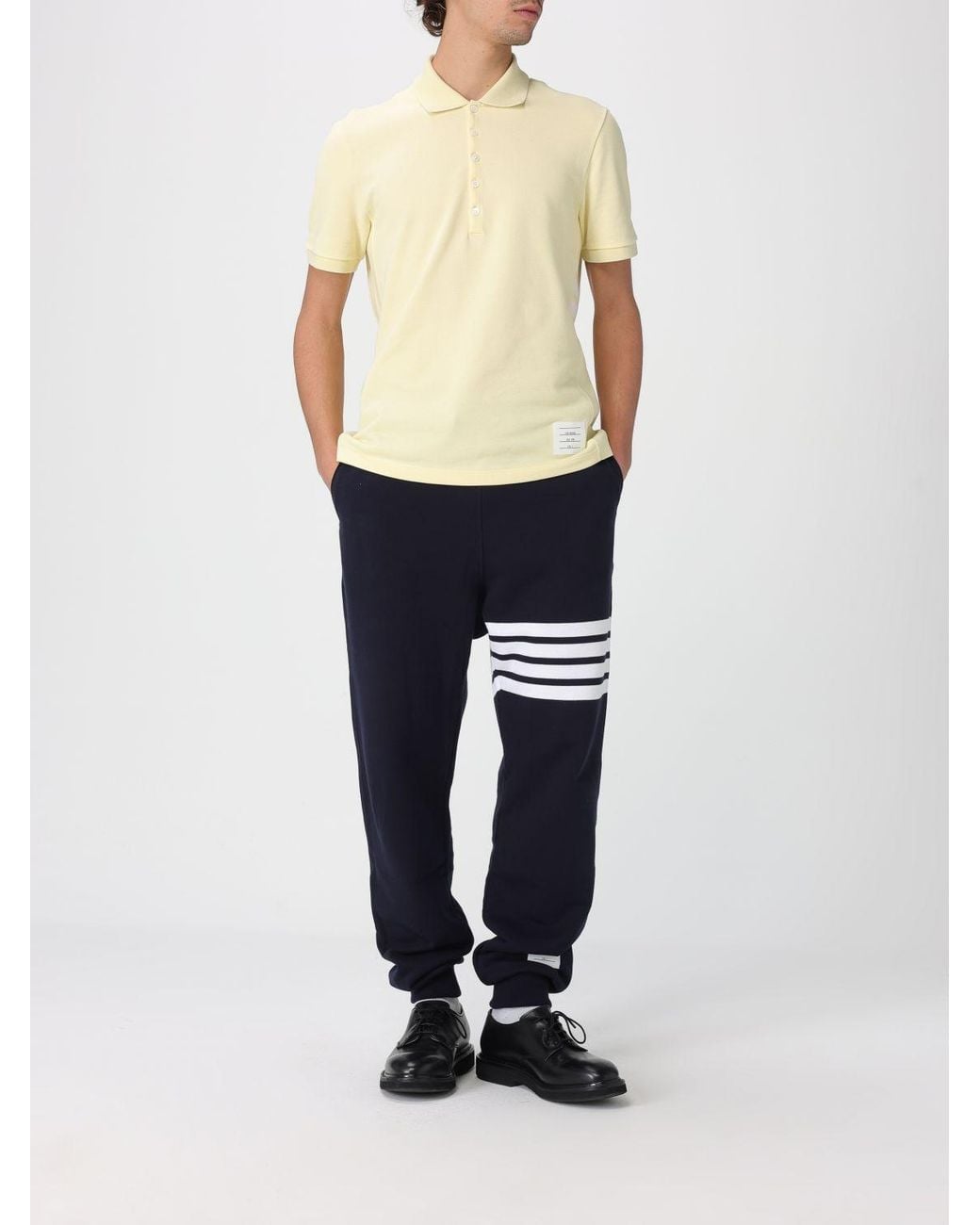 Thom Browne Yellow 4-Bar Cotton Polo Shirt for men