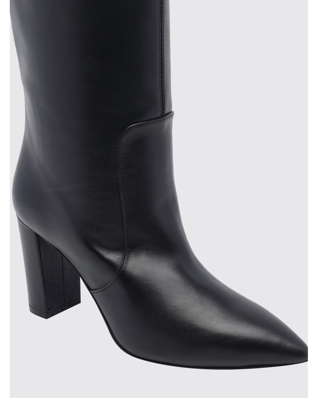 Via Roma 15 Black Smooth Leather Knee-High Boots With High Heel And Almond Toe