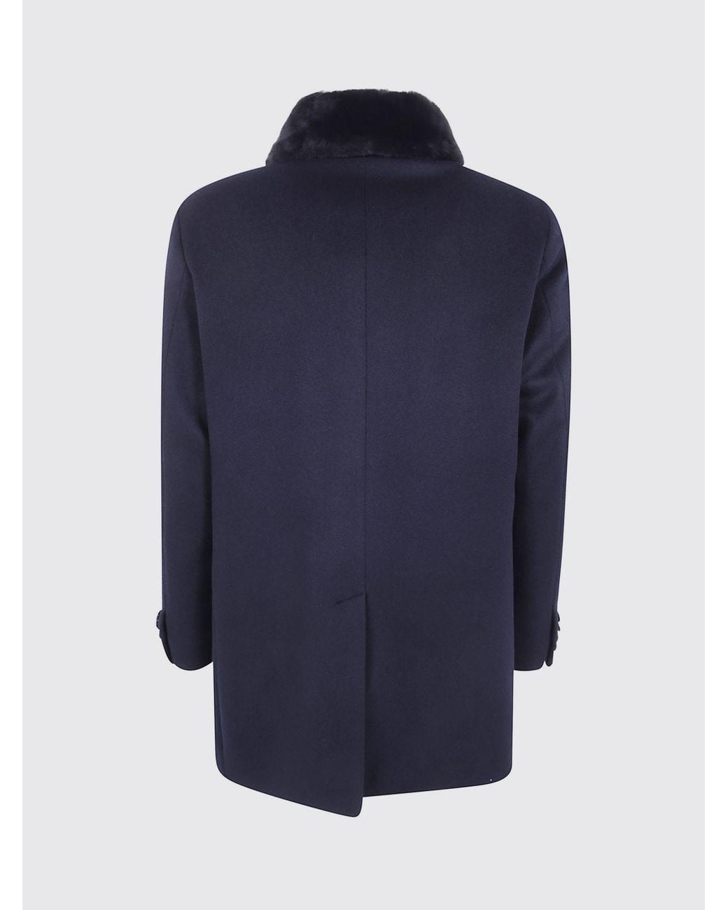 Moorer Blue Single-Breasted Knee-Length Coat for men