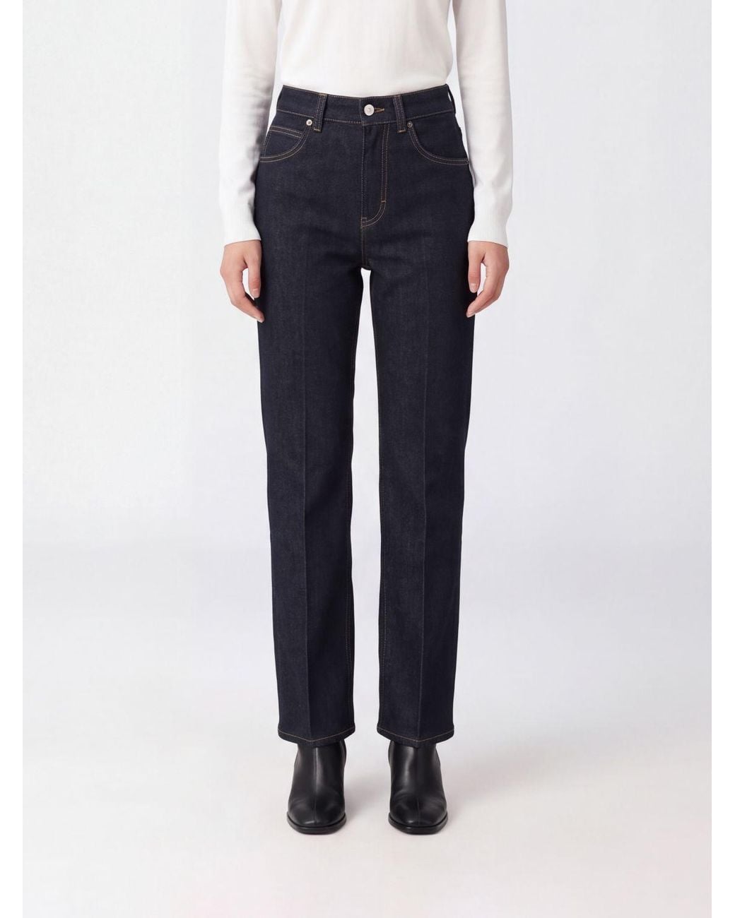 Victoria Beckham Blue Julia Mid-Rise Straight Fit Jeans