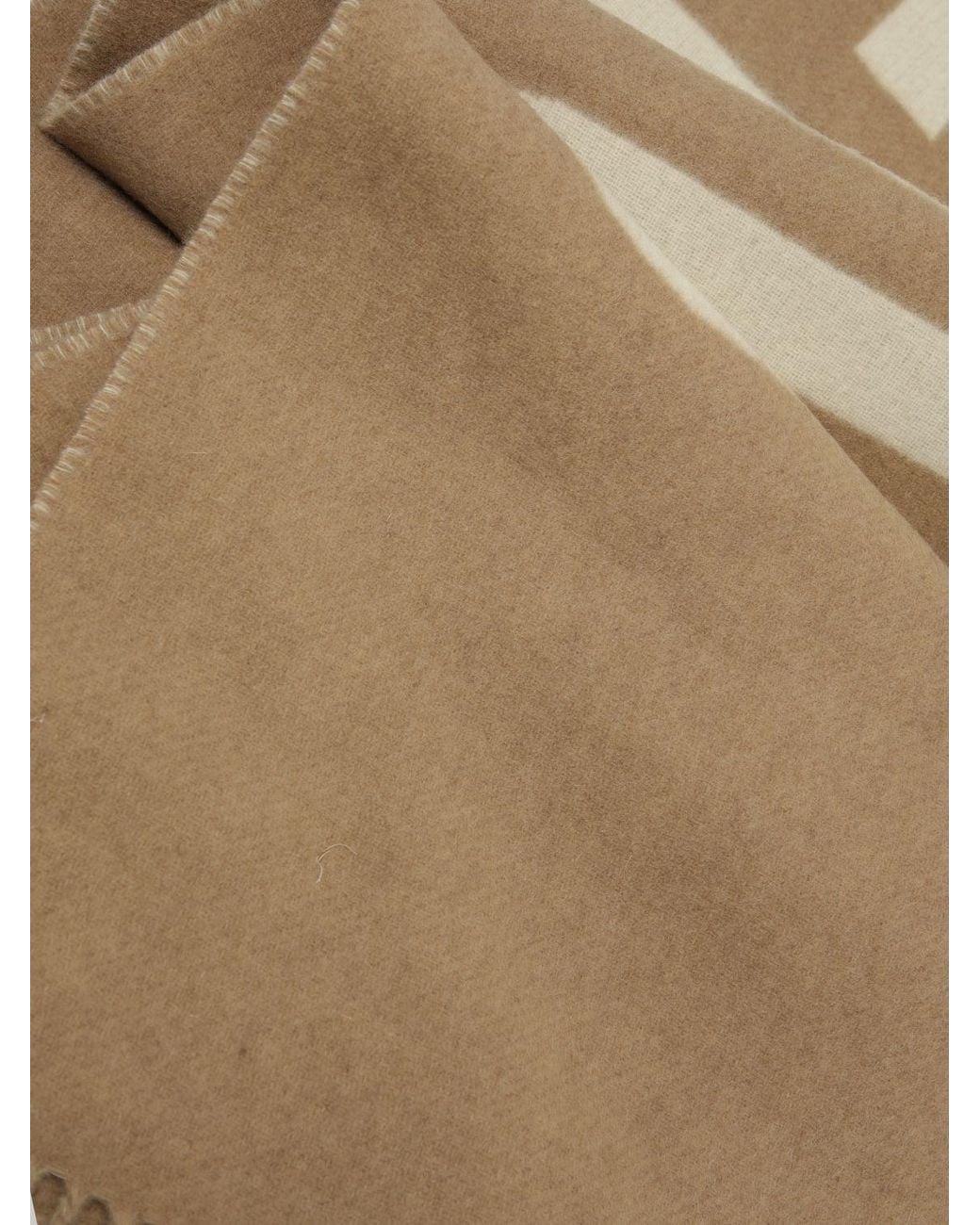 Jacquemus Natural Virgin Wool Scarf With Lettering Logo And Fringed Edges for men