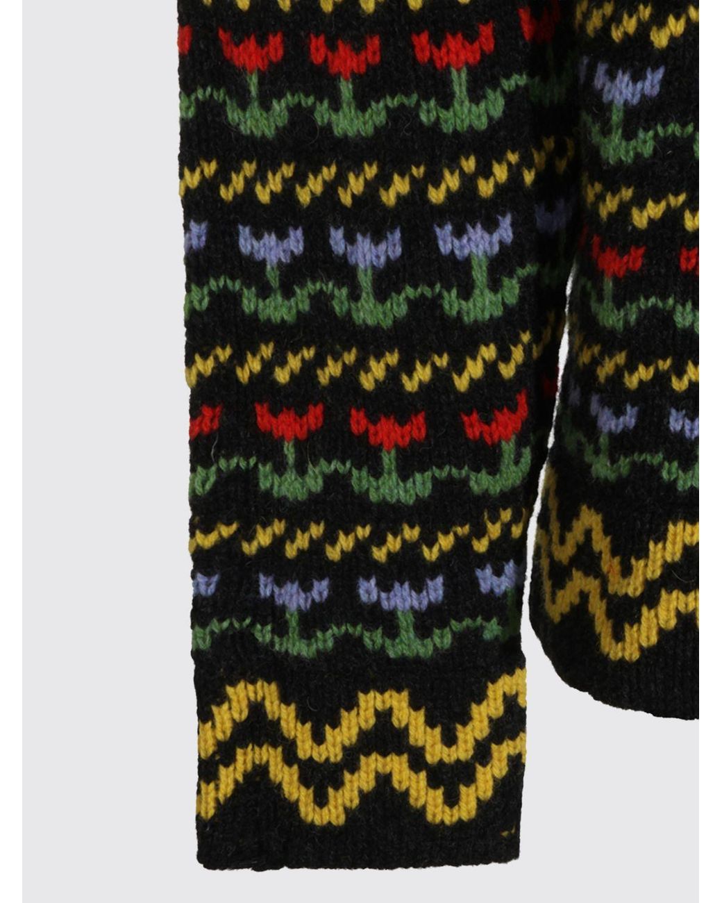 Marni Black Floral Jacquard Crew Neck Jumper for men