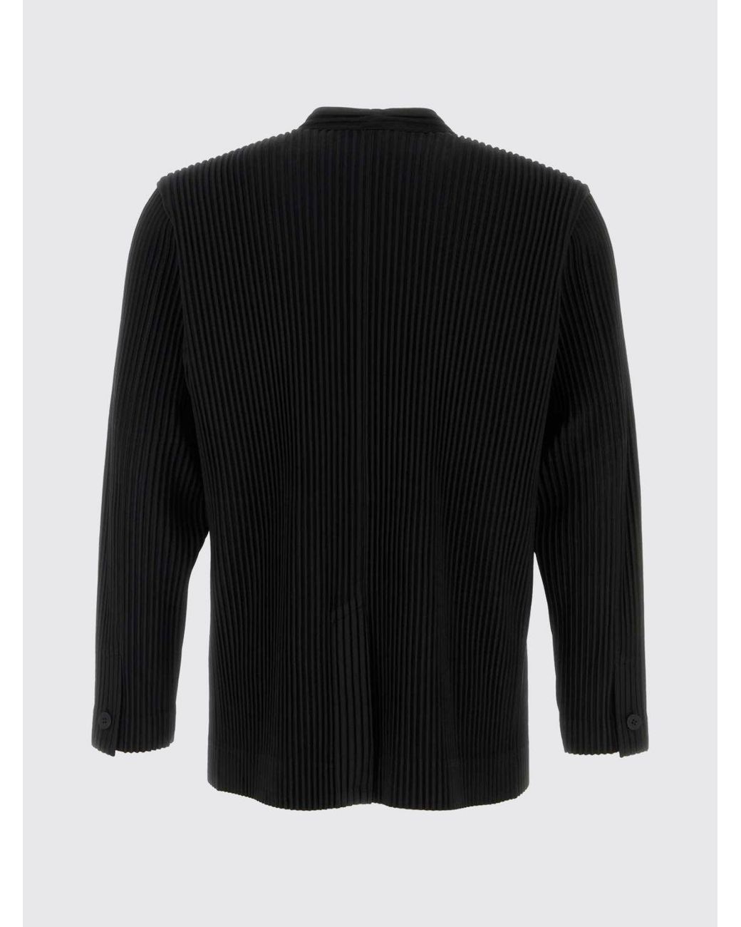 Homme Plissé Issey Miyake Black Pleated Cardigan for men