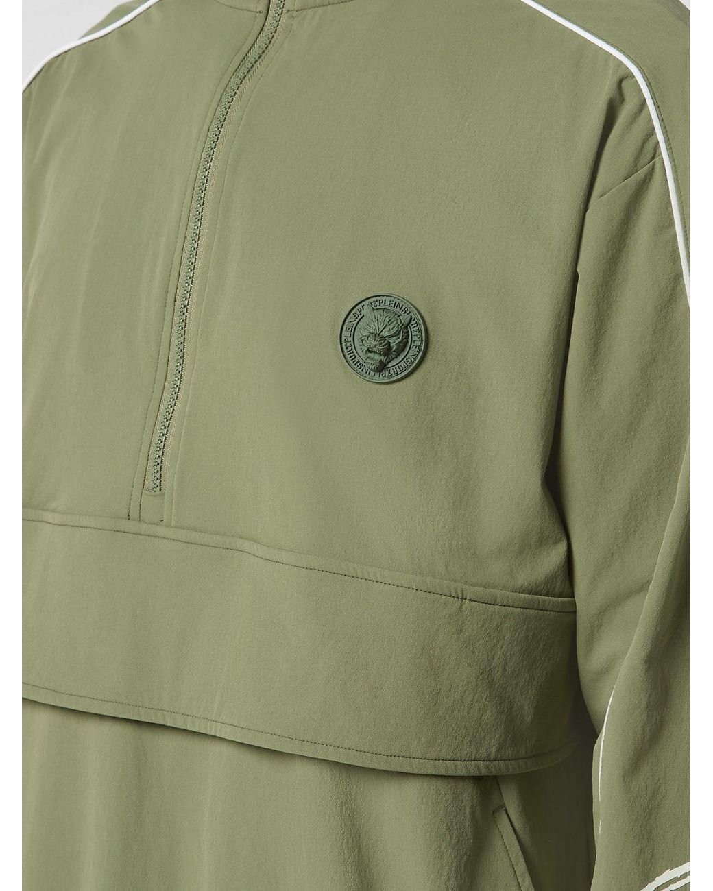 Philipp Plein Green Technical Fabric Sweatshirt With High Neck And Half-Zip Closure for men
