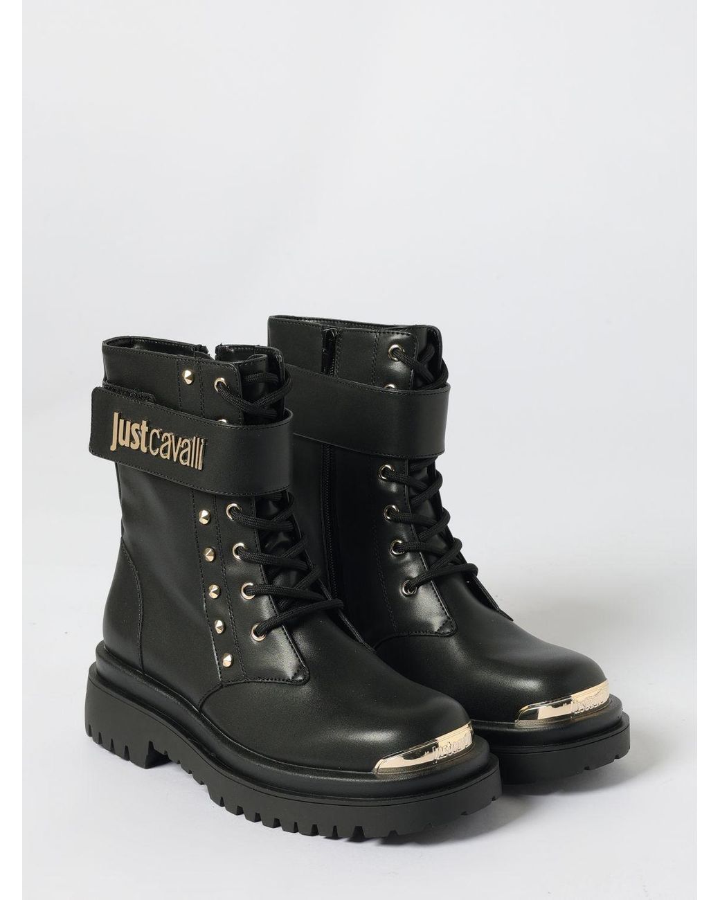 Just Cavalli Black Flat Ankle Boots