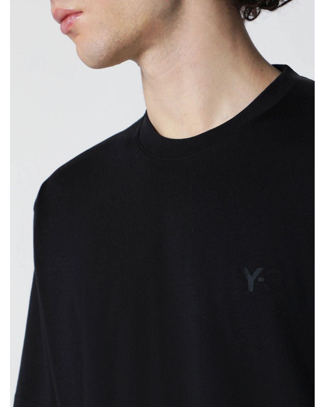 Y-3 Black Relaxed Fit Bci Cotton T-Shirt With Tone-On-Tone Logo Print for men