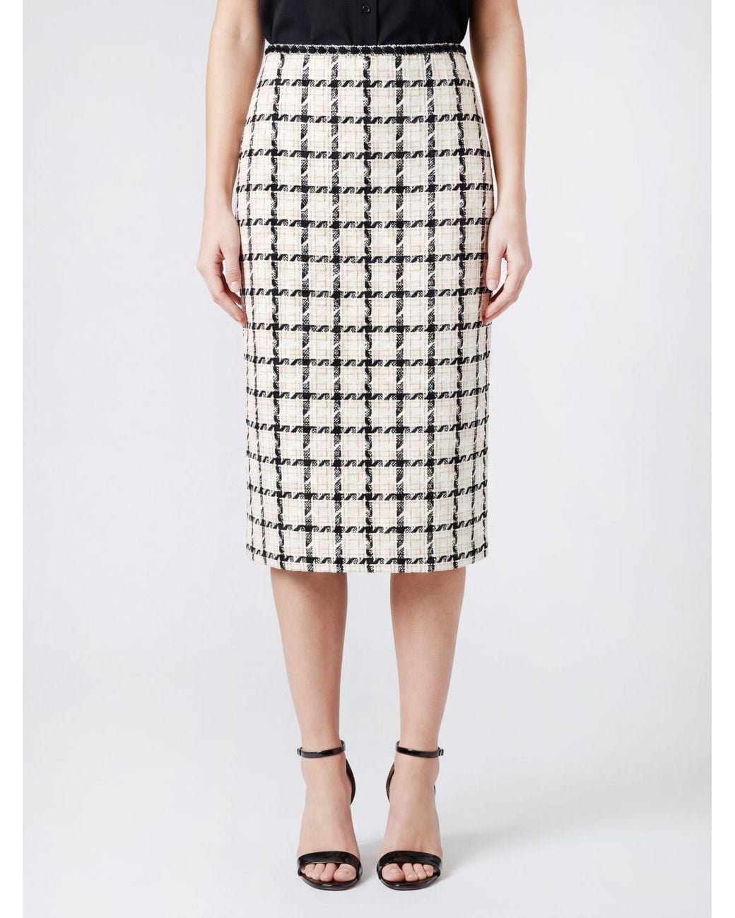 Twinset White High-Waisted Midi Pencil Skirt