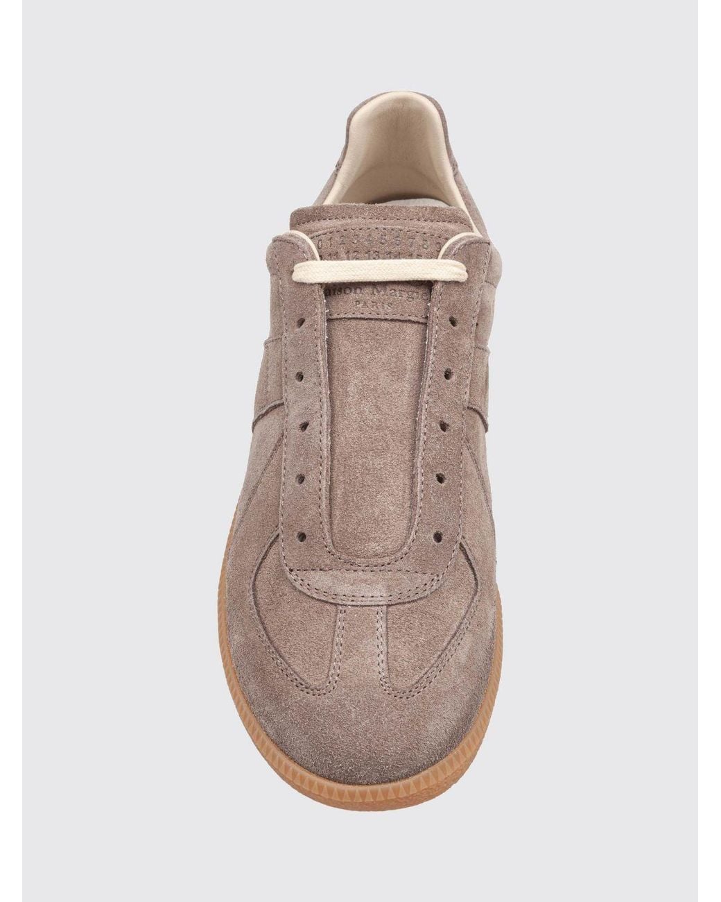 Maison Margiela Brown Replica Leather And Suede Sneakers With Numeric Logo for men