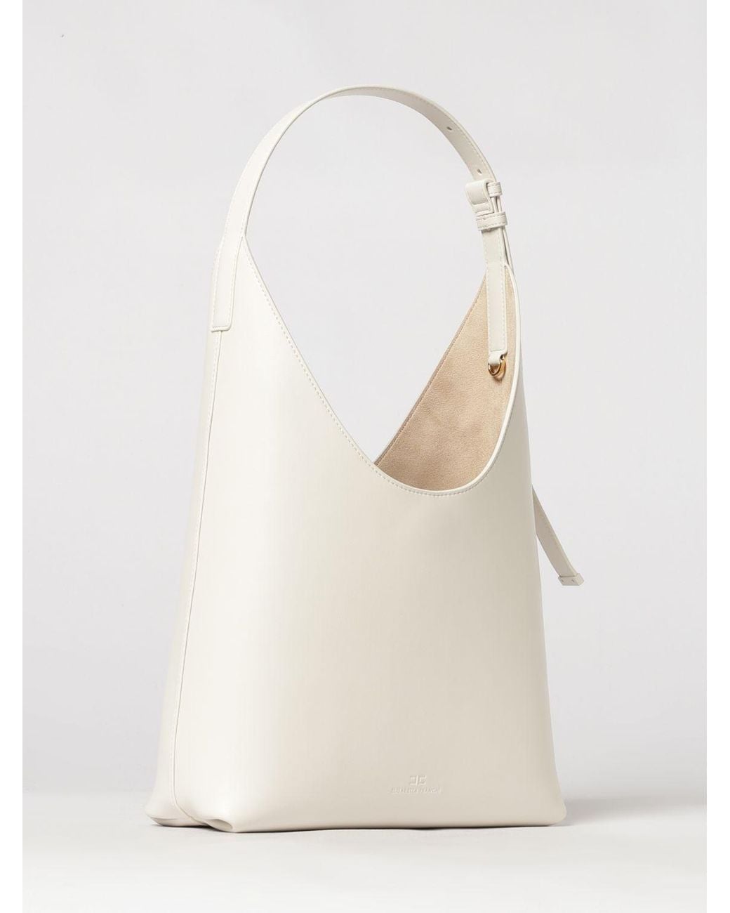 Elisabetta Franchi Natural Flared Shoulder Bag With A Removable Internal Pouch