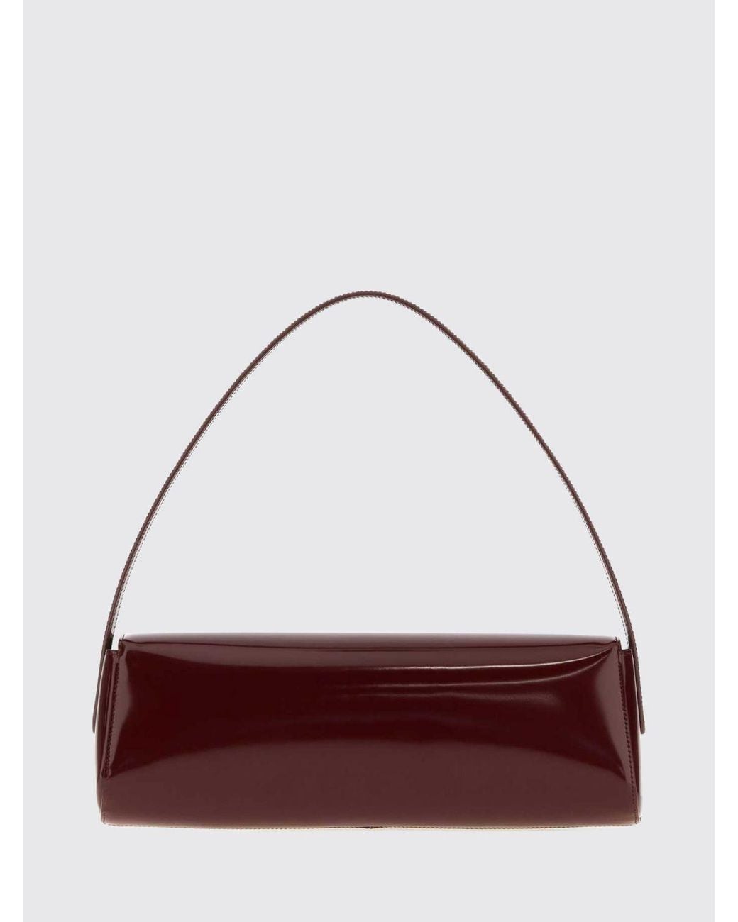 Jil Sander Red Kante Brushed Calfskin Shoulder Bag With Flat Handle