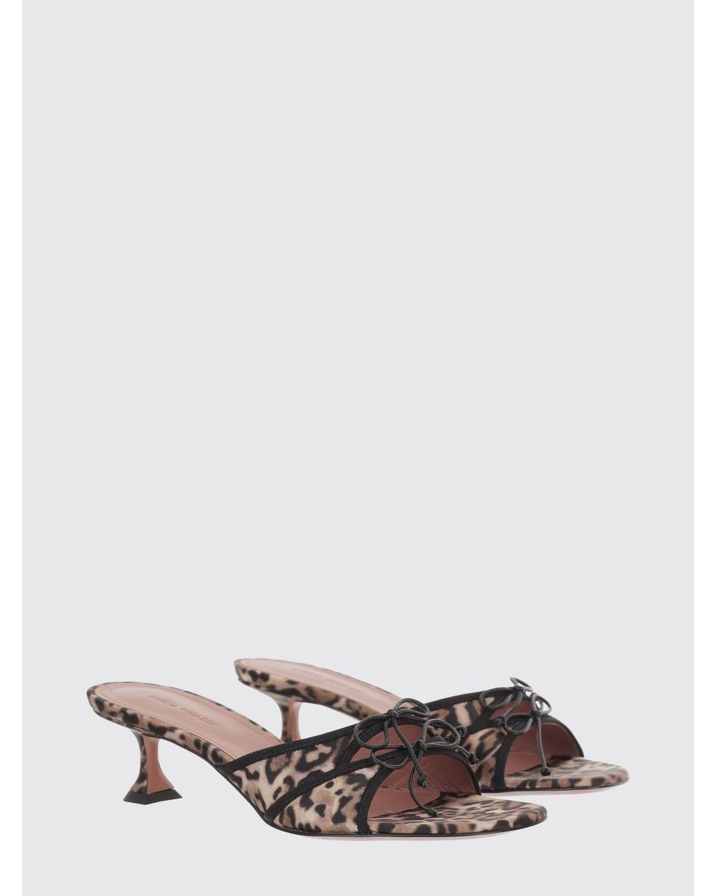 AMINA MUADDI Red Animal Print Satin Eleonora Mules