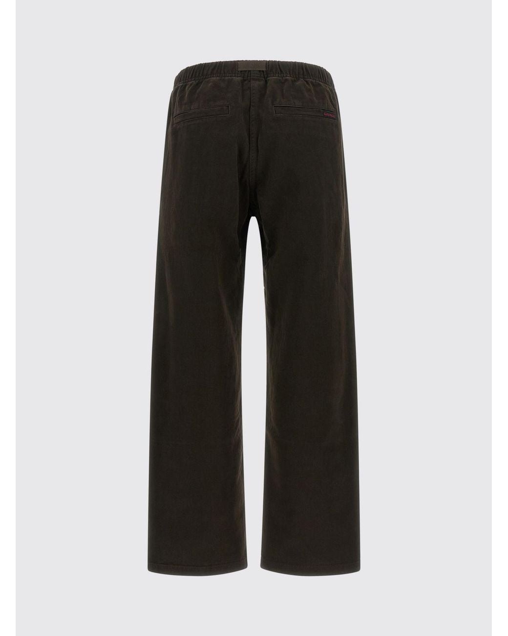 Gramicci Black Wide Leg Cotton Trousers With Elasticated Drawstring Waist for men
