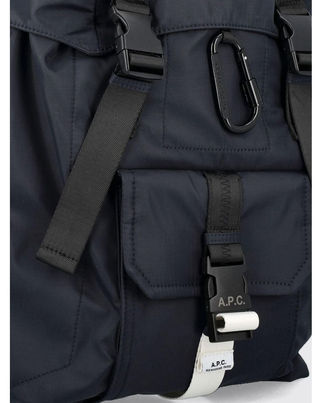 A.P.C. Blue Trek Nylon Backpack With Padded Straps And Flap Closure for men