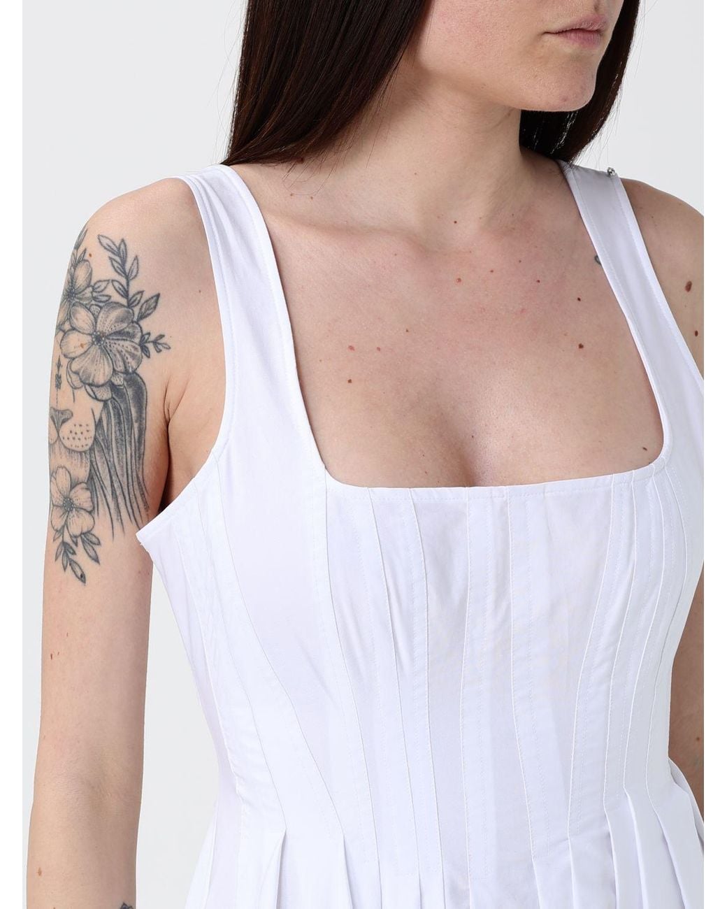 Sportmax White Cotton Midi Dress