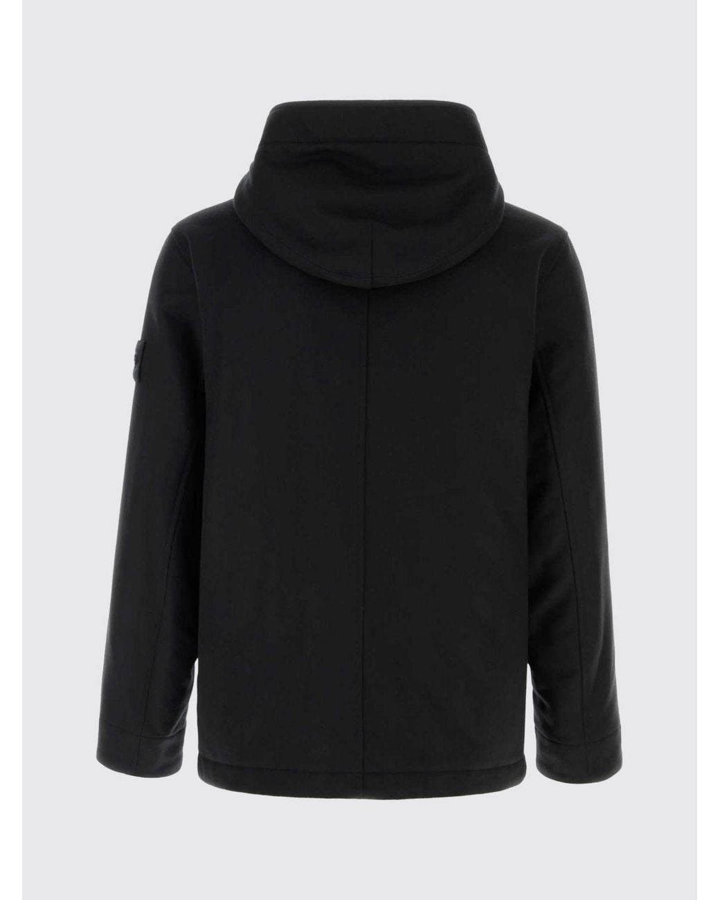 Stone Island Blue Hooded Wool Parka With Compass Logo Badge for men