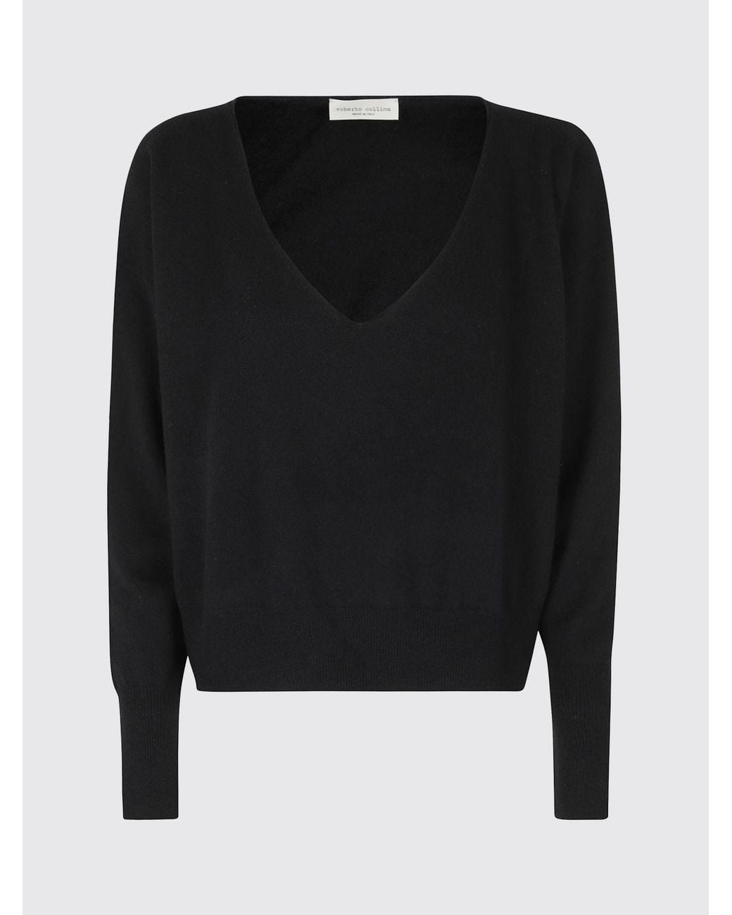 Roberto Collina Blue Merino Wool And Cashmere V-Neck Jumper With Dropped Shoulders