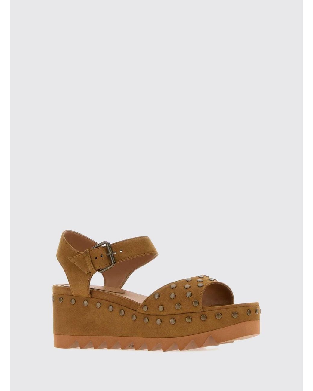 Stella McCartney Brown Studded Eco Alter Mat Wedge Sandals With Ankle Strap
