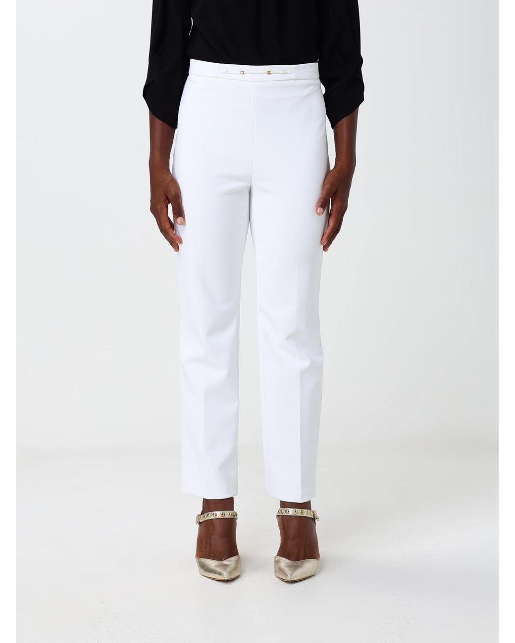 Elisabetta Franchi Black Slim-Fit Cropped Crêpe Trousers