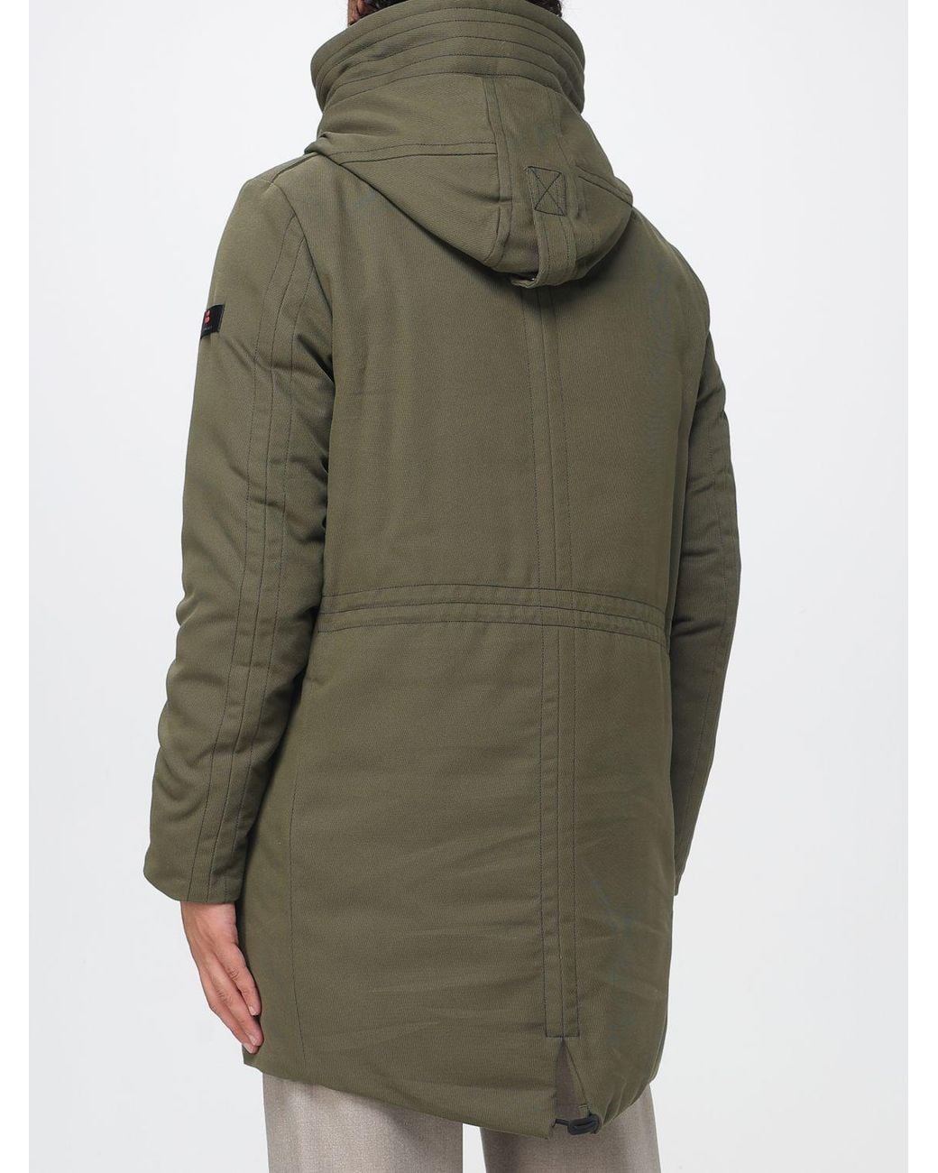 Peuterey Green Kasa Ki Water-Repellent Knee-Length Parka With Fur Collar for men