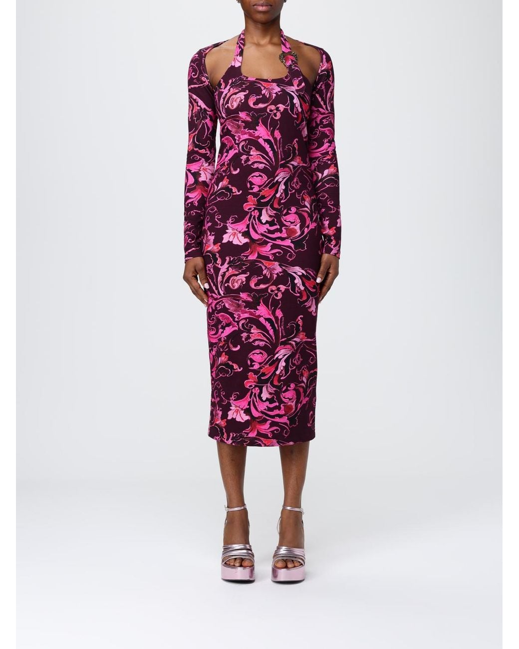 Versace Jeans Couture Red Dress With "Barocco" Print