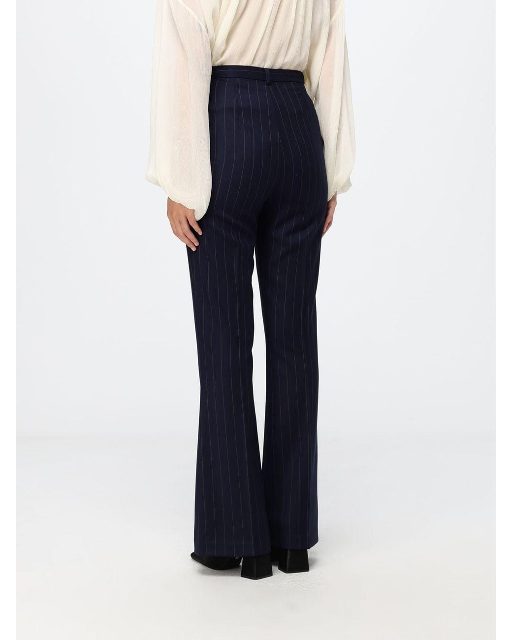 Hanita Blue Pinstriped Straight-Leg Trousers