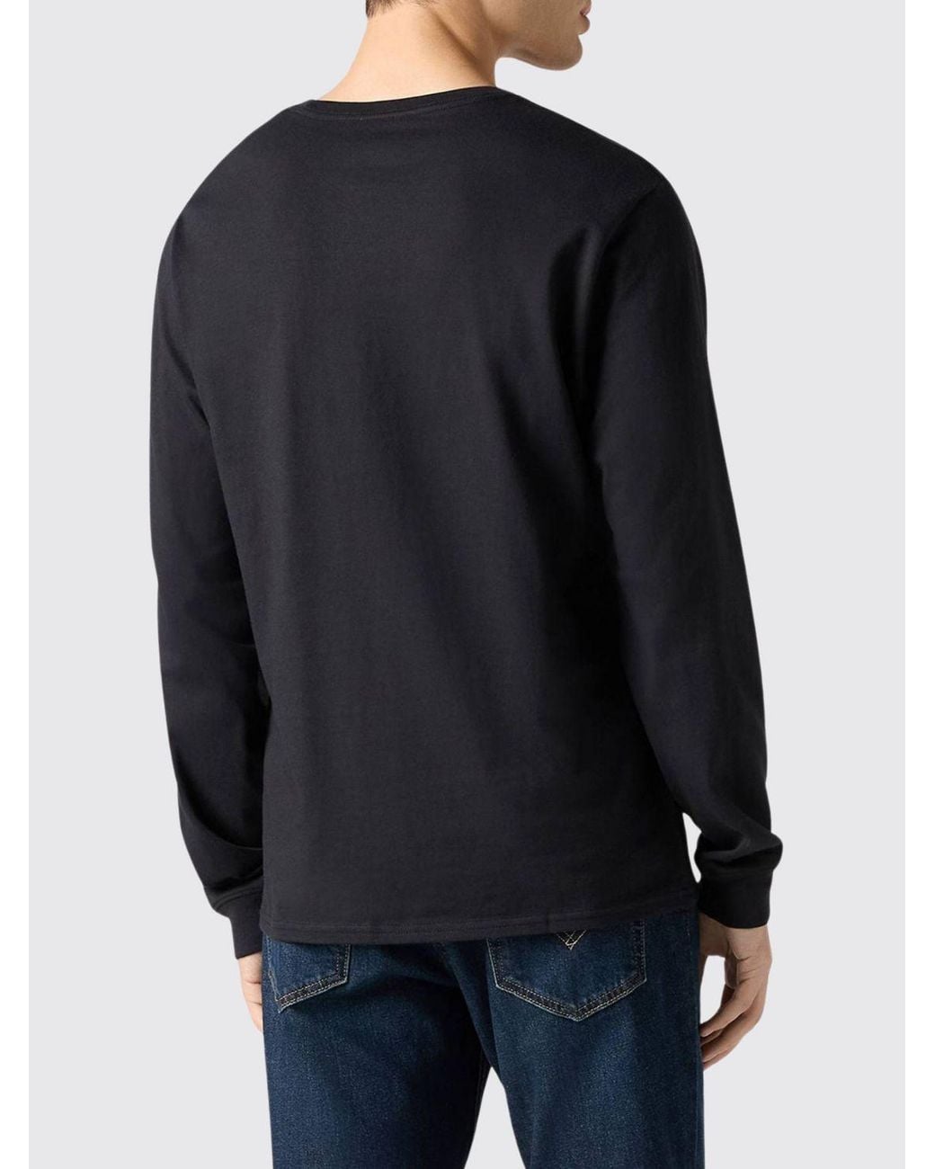 Levi's Blue Long-Sleeved Cotton T-Shirt With Contrast Logo for men