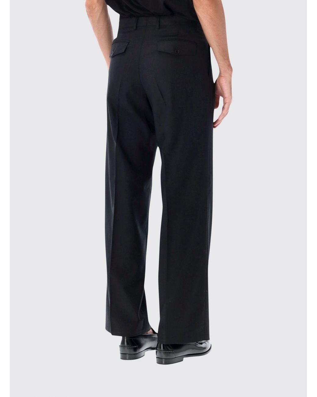 sunflower Black 100% Wool Straight-Leg Tailored Trousers With Pleats for men