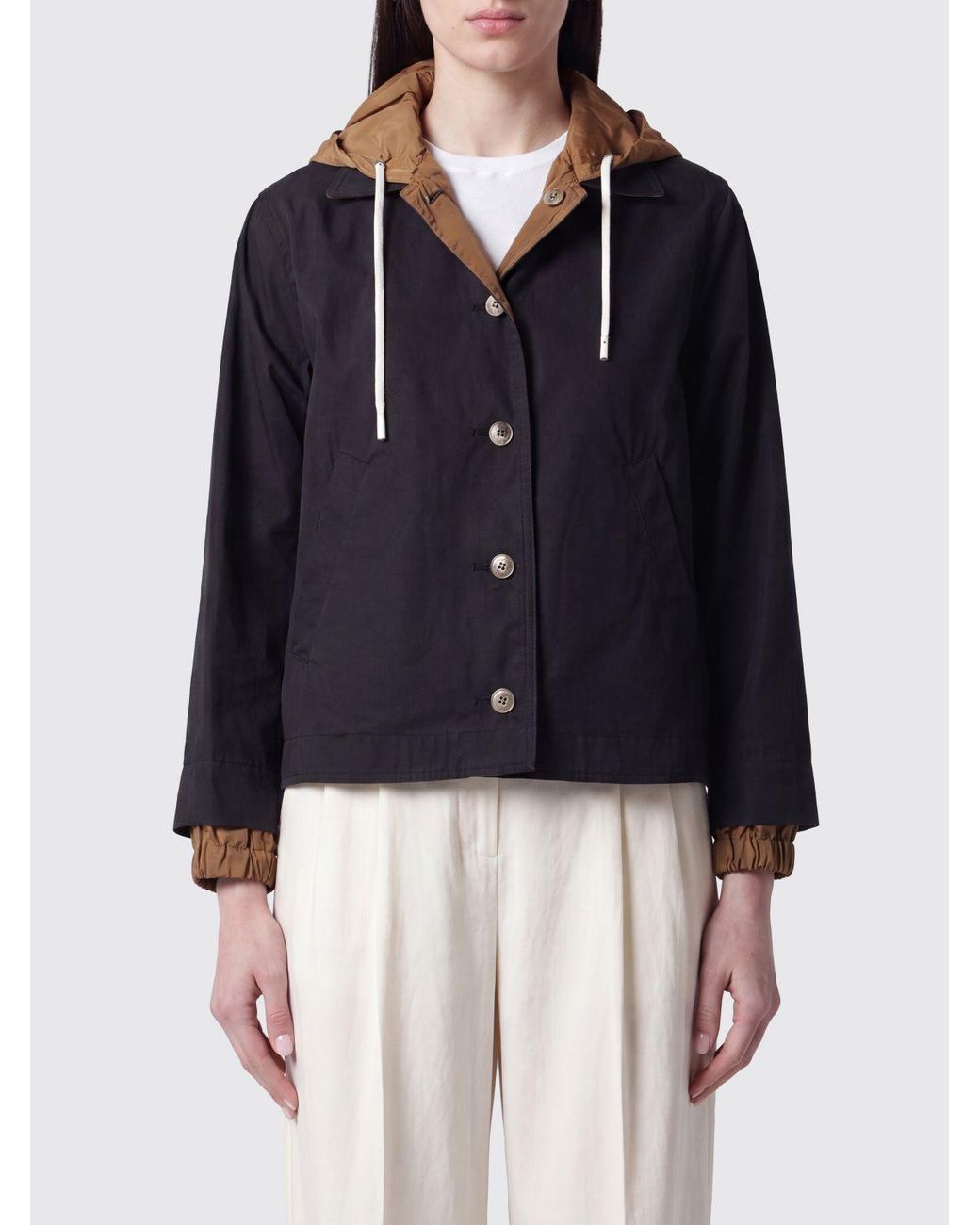 Herno Blue Short Reversible Cotton Gabardine Jacket With Hood