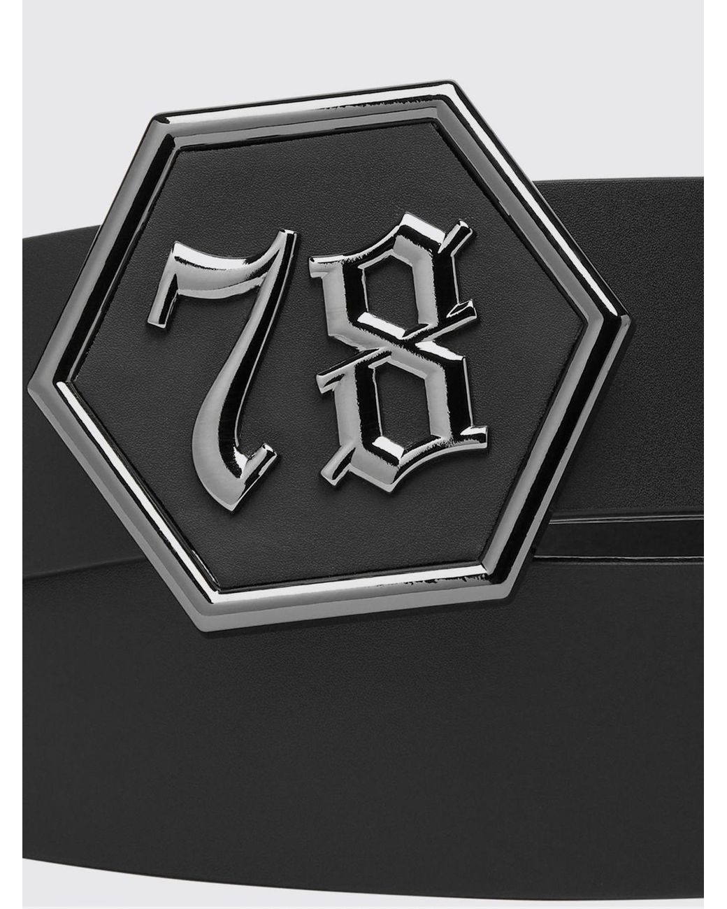 Philipp Plein Black Adjustable Smooth Leather Belt With Metal Buckle for men