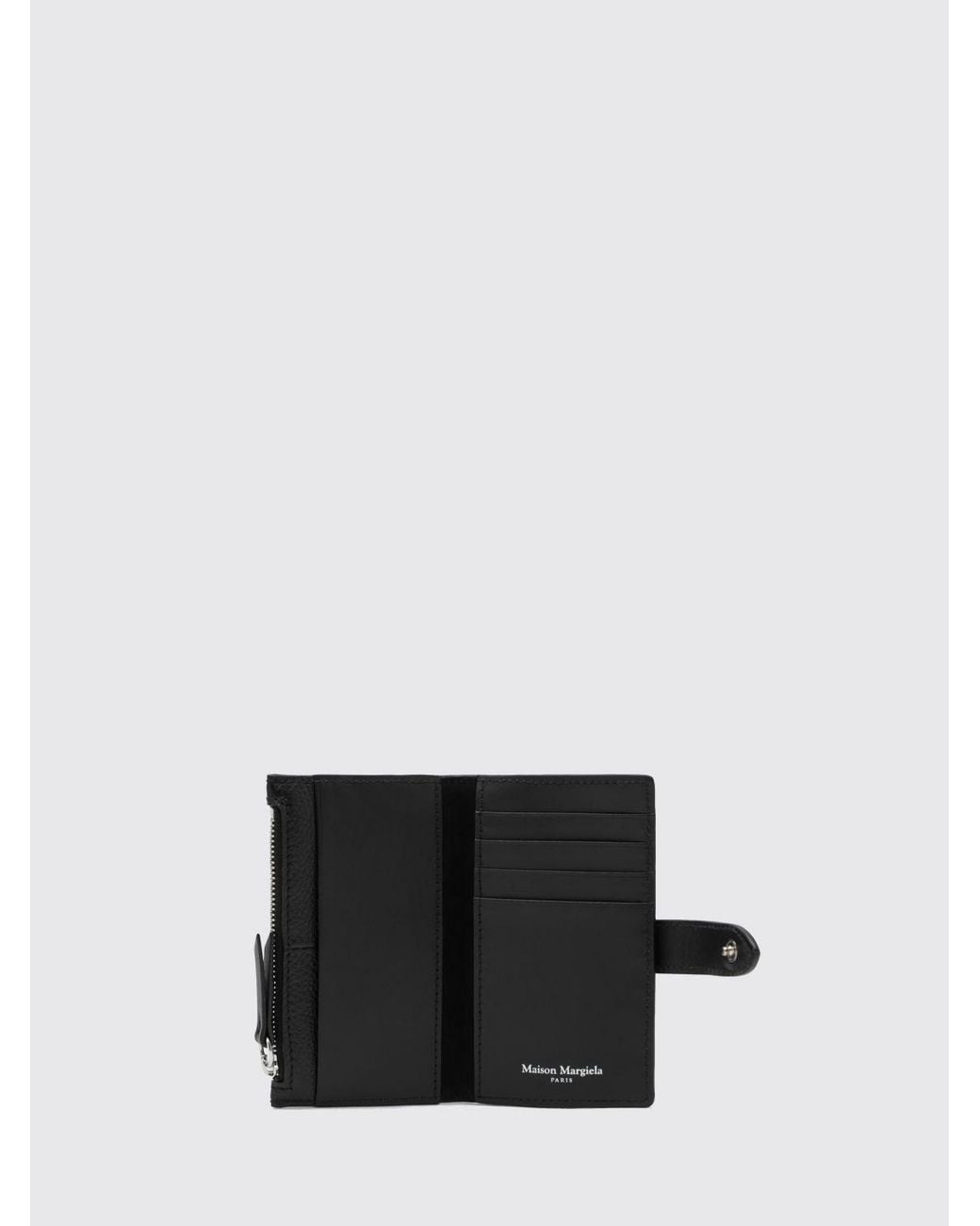 Maison Margiela White Grained Leather Bifold Wallet With Zip Pocket for men