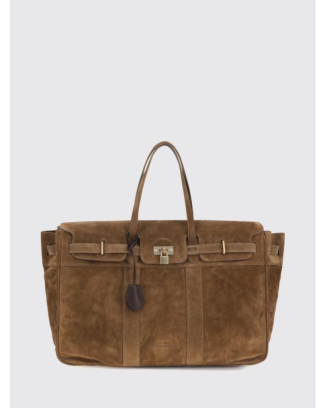 Brunello Cucinelli Brown Travel Explorer Suede Leather Travel Bag