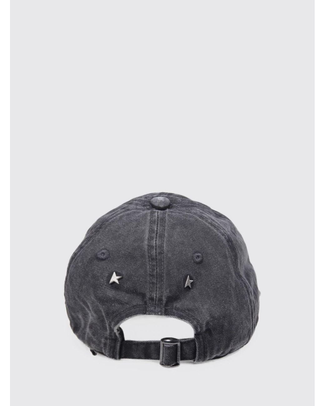 Golden Goose Deluxe Brand Gray Denim Baseball Cap With Studs And Embroidered Logo