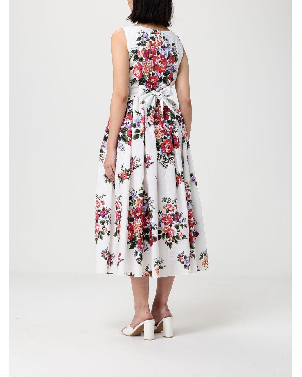 Dolce & Gabbana White Dolce &Amp Gabbana Cotton Dress With Floral Print