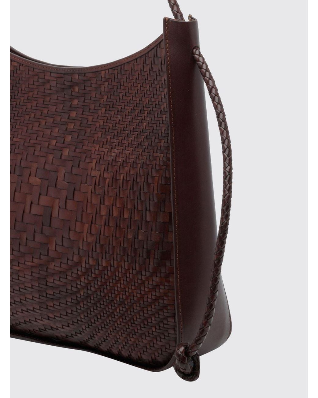 Dragon Diffusion Brown Woven Leather Tote Bag With Single Handle