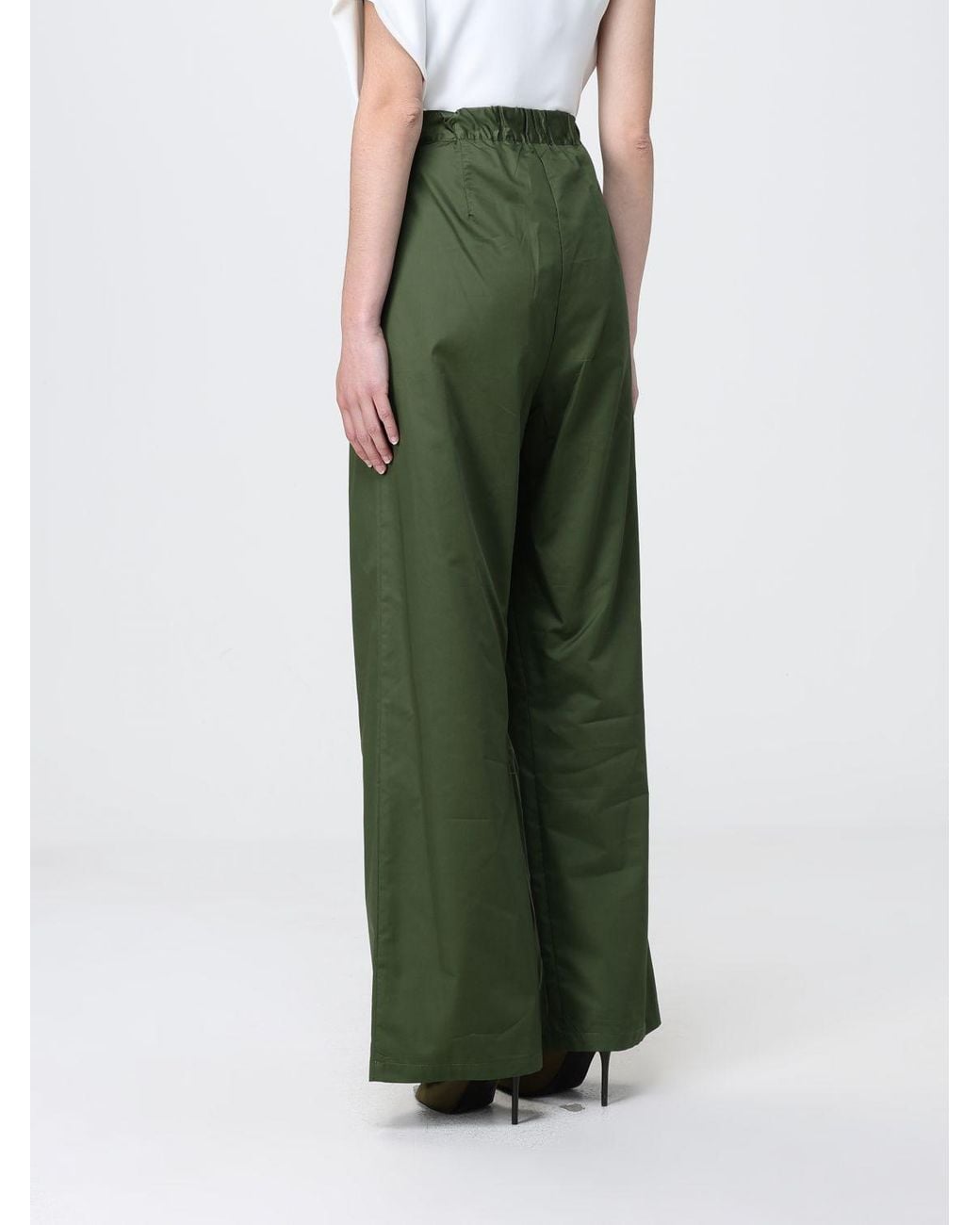 Hanita Green Cotton Palazzo Trousers