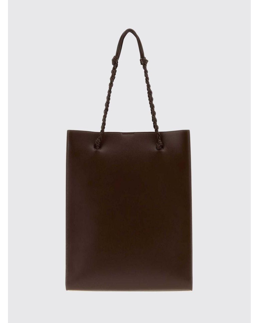 Jil Sander Brown Tangle Leather Shoulder Bag With Braided Handle And Logo