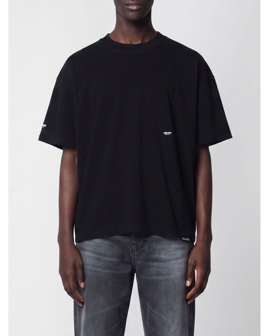 Represent Black Relaxed Fit Cotton T-Shirt With Contrast Logo for men