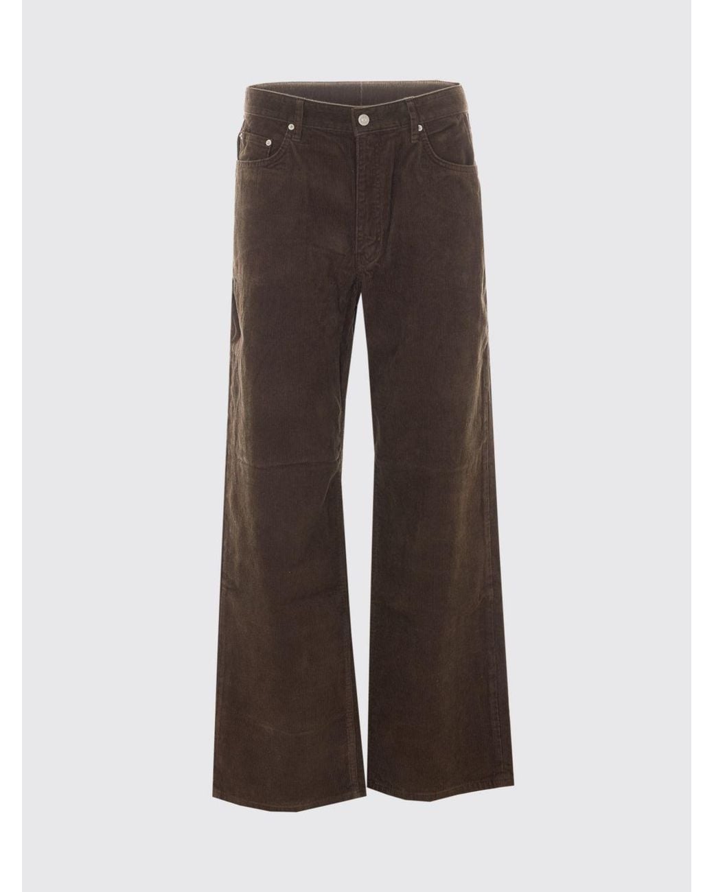 DUNST Brown Wide-Leg Corduroy Trousers With 5-Pocket Design for men