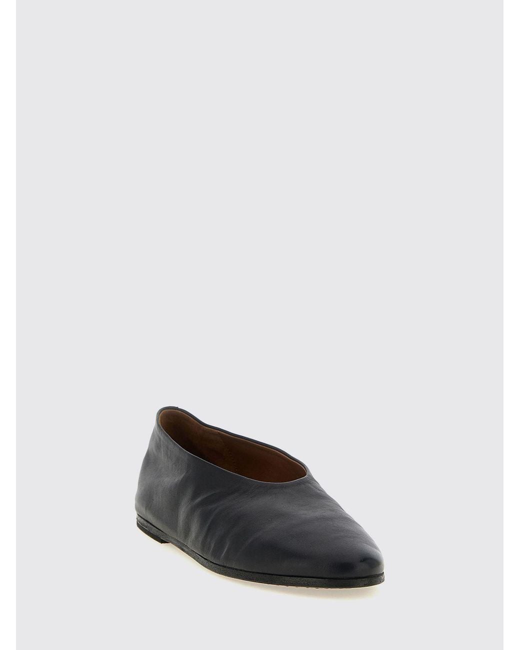 Marsèll White Coltellaccio Smooth Calf Leather Ballet Flats With Leather Sole