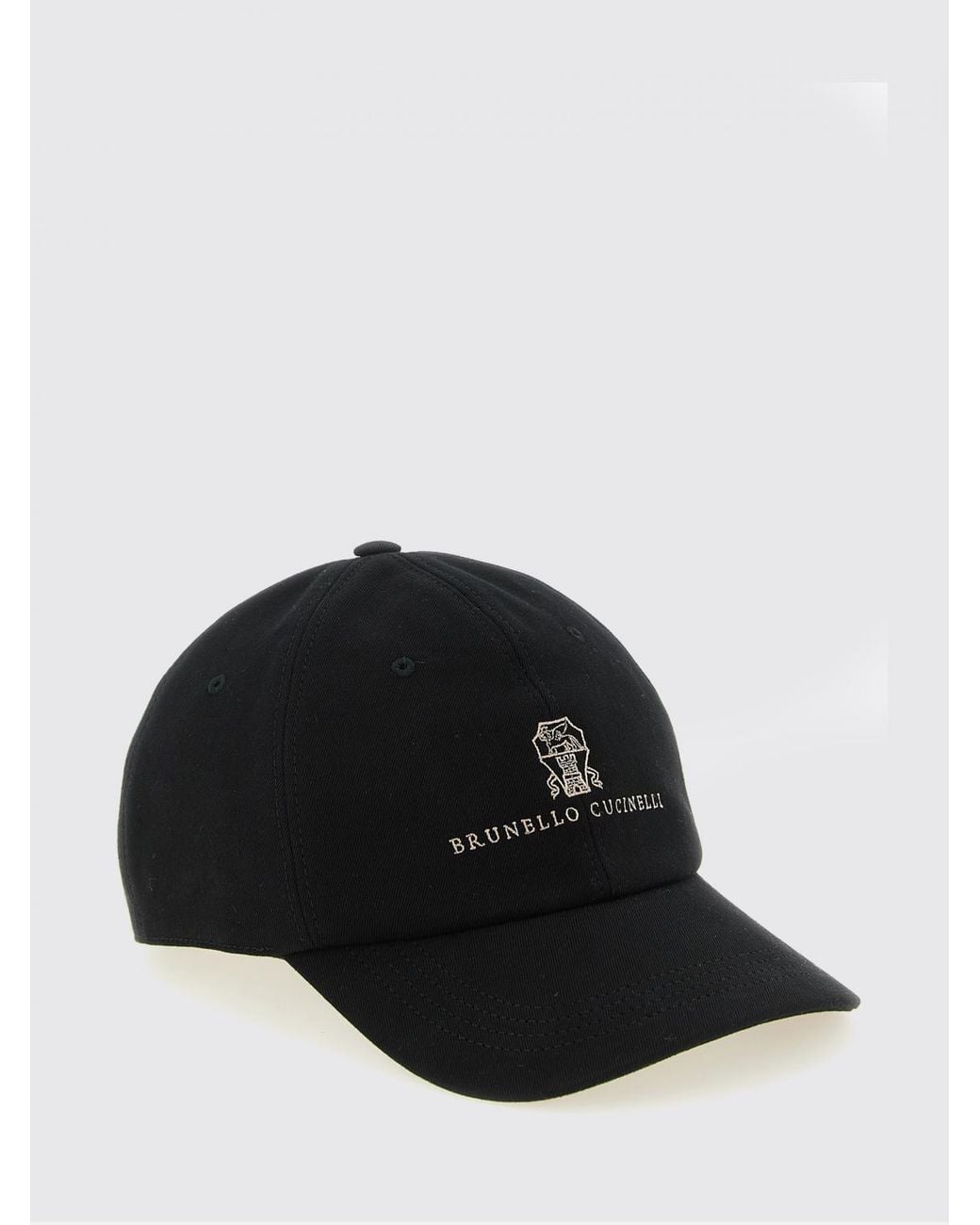 Brunello Cucinelli Black Cotton Baseball Cap With Embroidered Logo for men
