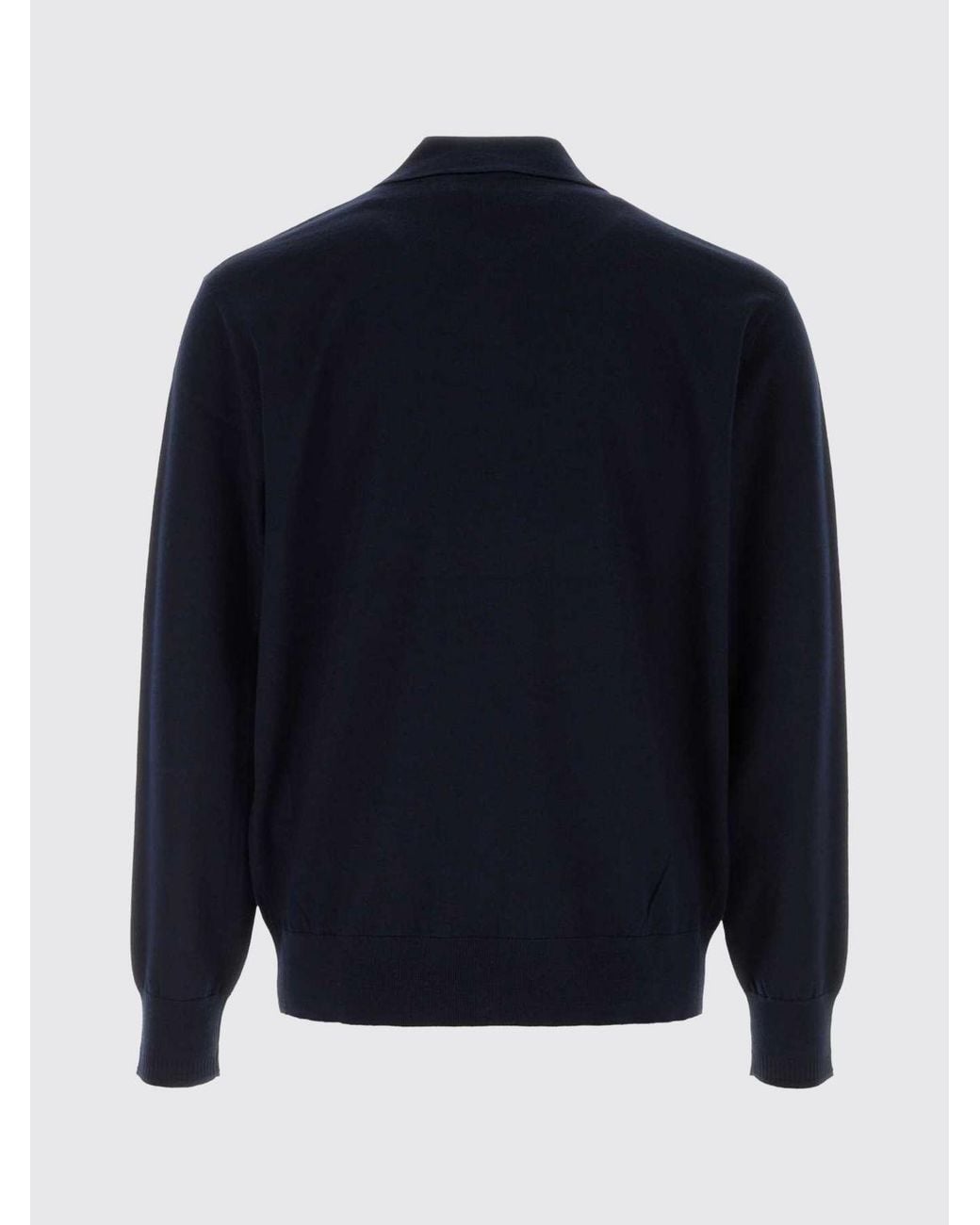 Dries Van Noten Blue Long-Sleeved Knitted Polo for men