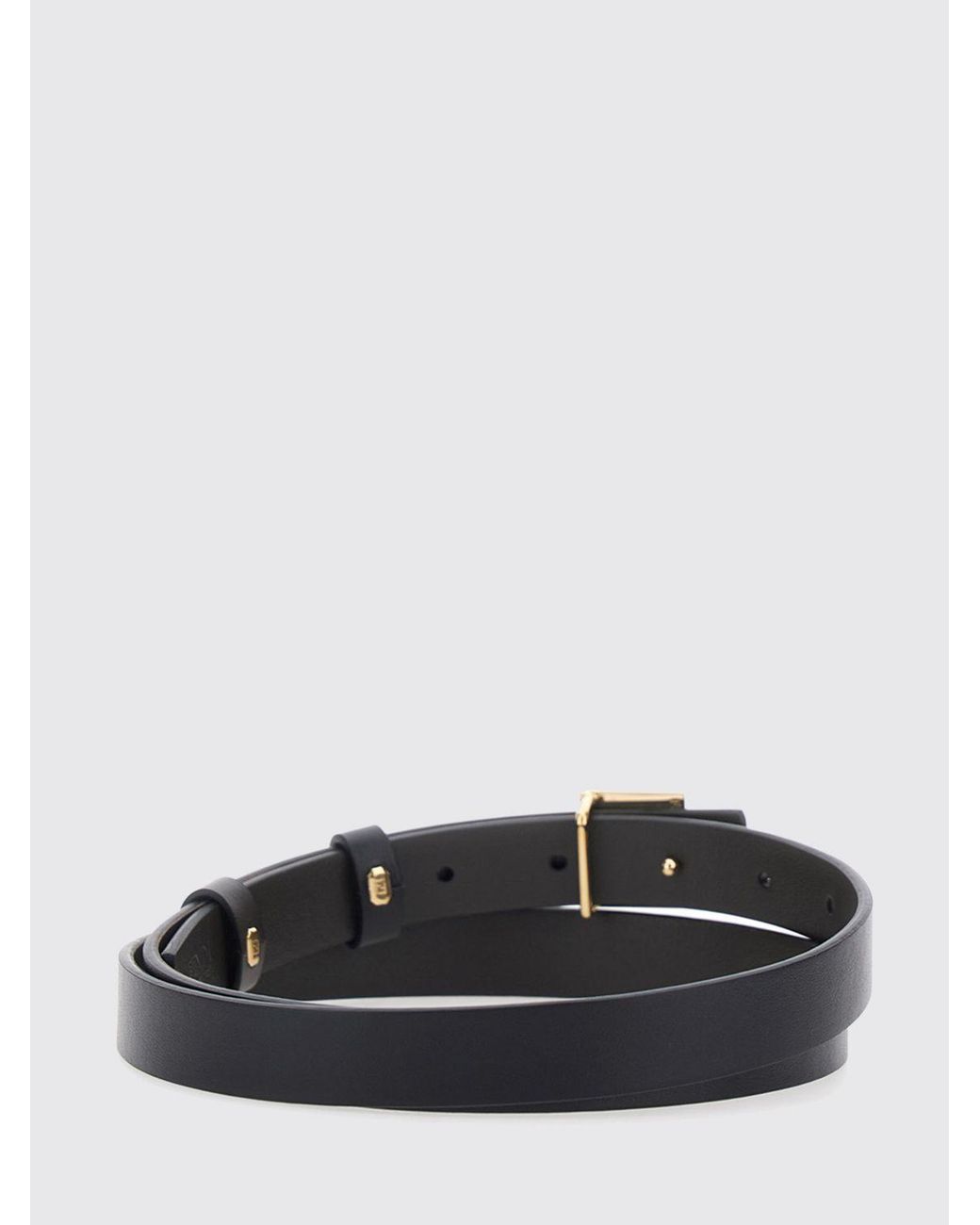 Fendi White Ff Reversible Calfskin Leather Belt With Monogram Buckle