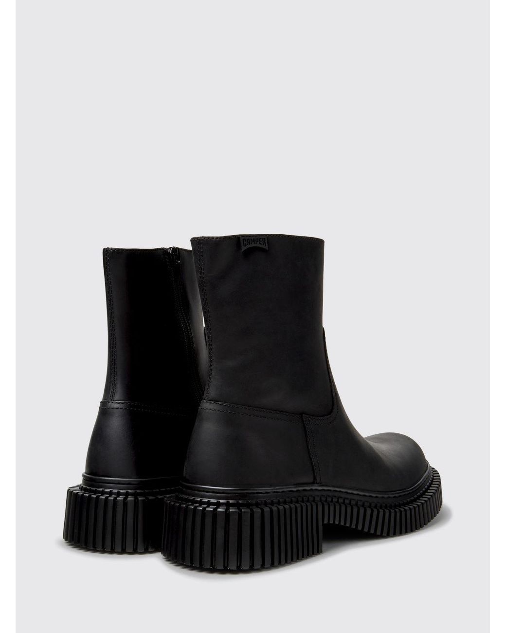 Camper Black Pix Berlin Smooth Leather Ankle Boots With Zip And Xl Extralight Sole for men