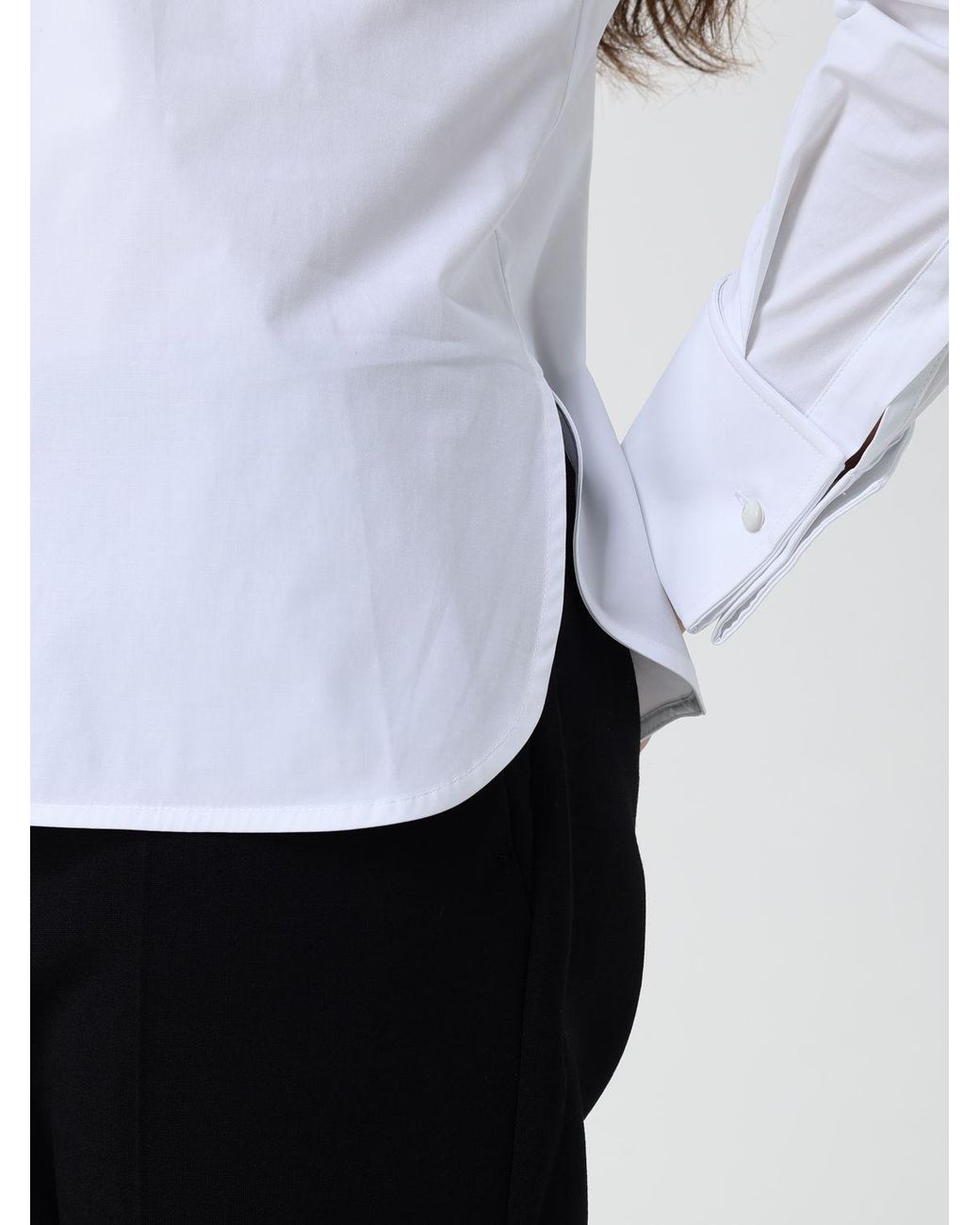 Max Mara White Slim Fit Stretch Cotton Shirt With Concealed Placket