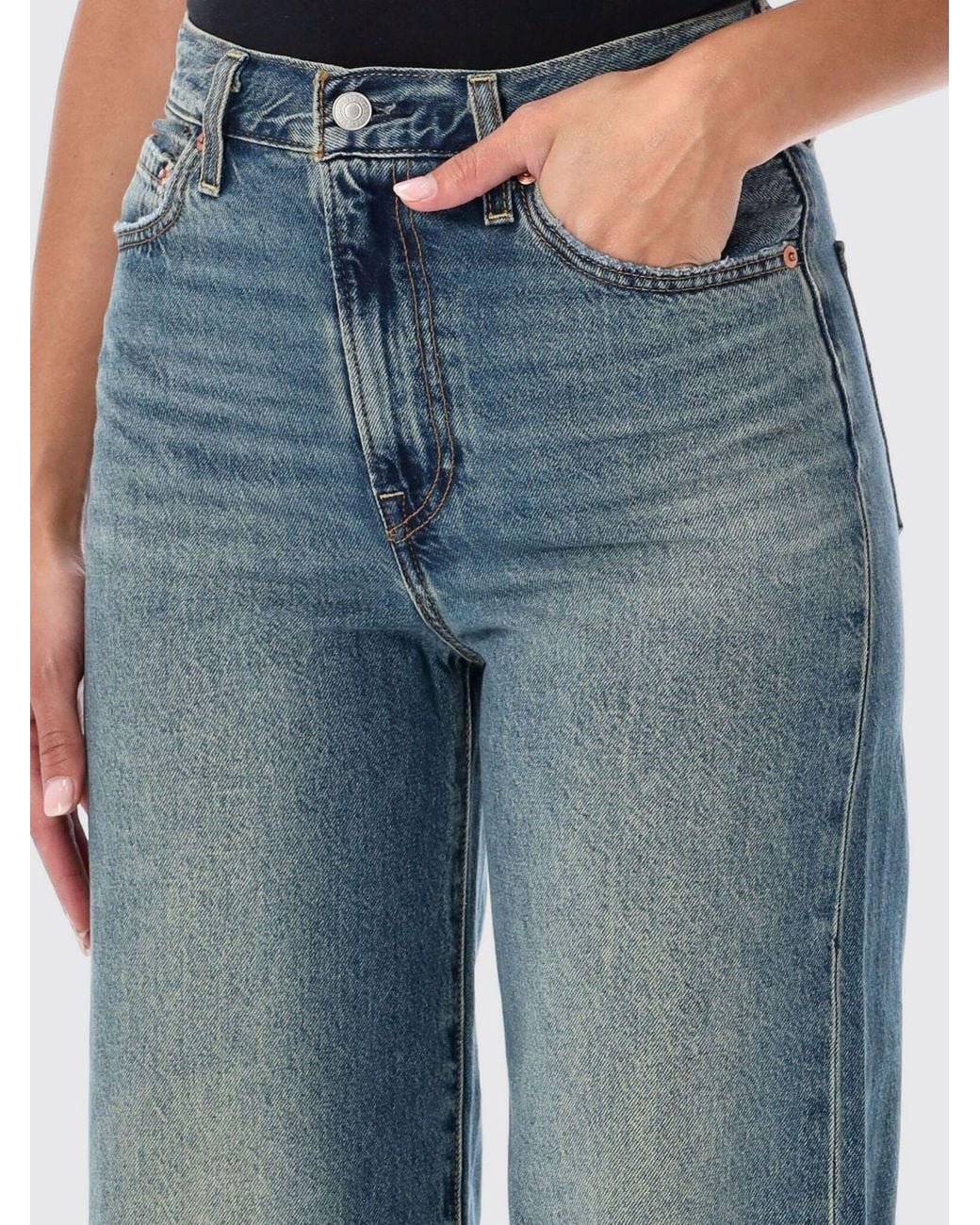 Levi's Blue High-Waisted Five-Pocket Straight Leg Jeans