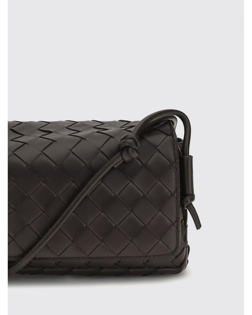 Bottega Veneta Black Notturno Woven Leather Shoulder Bag With Knotted Strap