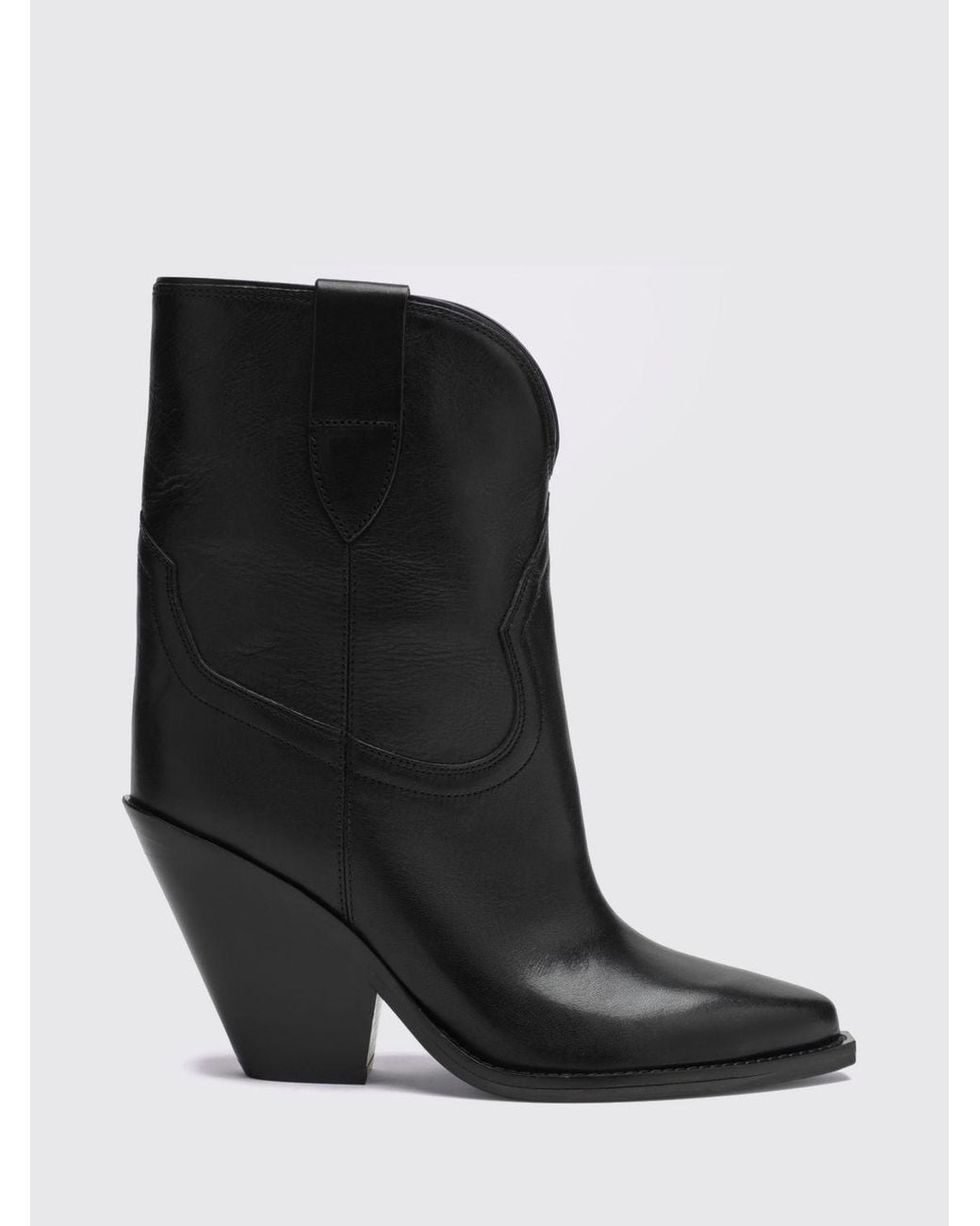 Isabel Marant Black Leyane Suede Western Boots With High Heel