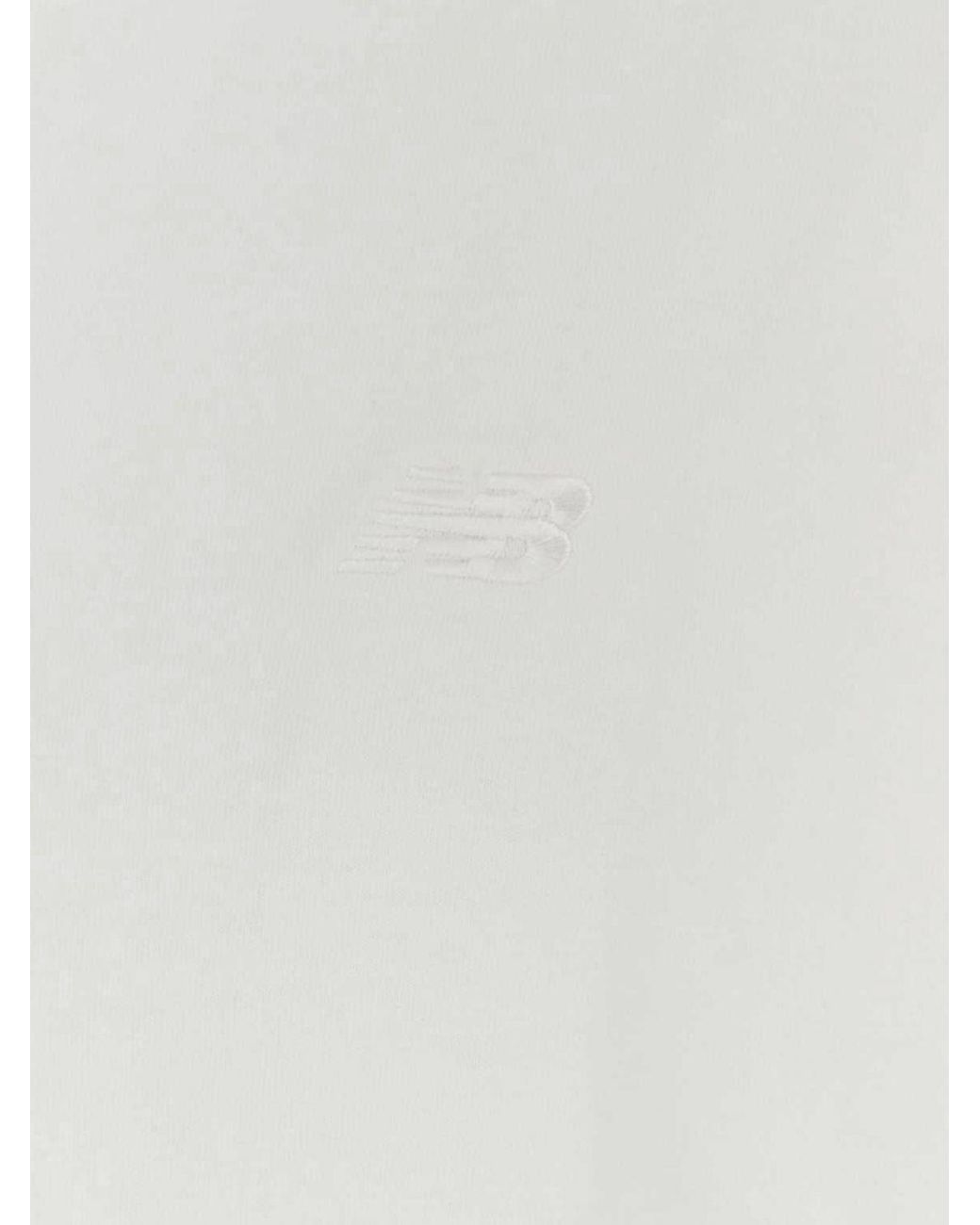 New Balance White Crewneck Cotton T-Shirt With A Tone-On-Tone Embroidered Logo for men